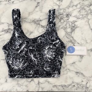 Marika Black and White Floral Sports Bra